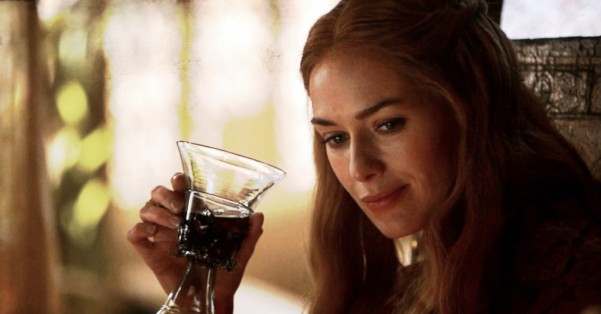 Cersei Lannister drinking wine in Game of Thrones